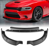 For 2015-2021 Dodge Charger SRT-Style Matte Black Front Bumper Splitter Spoiler Lip 3-PCS