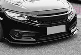 For 2016-2021 Honda Civic 10th Painted Black Front Bumper Splitter Spoiler Lip 3PCS