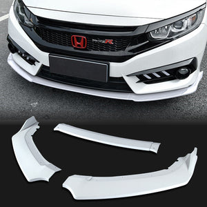 For 2016-2021 Honda Civic 10th Painted White Front Bumper Splitter Spoiler Lip 3PCS