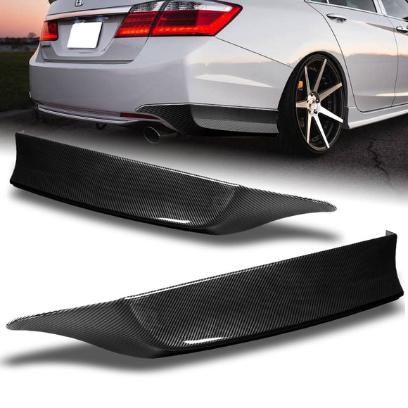 For 2013-2015 Honda Accord 4-DR Sedan HFP-Style Carbon Look Style Rear Bumper Lip Apron 2PCS