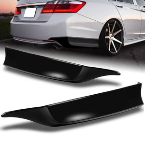 For 2013-2015 Honda Accord 4-DR Sedan HFP-Style Unpainted Matte Black Rear Bumper Lip Apron 2PCS