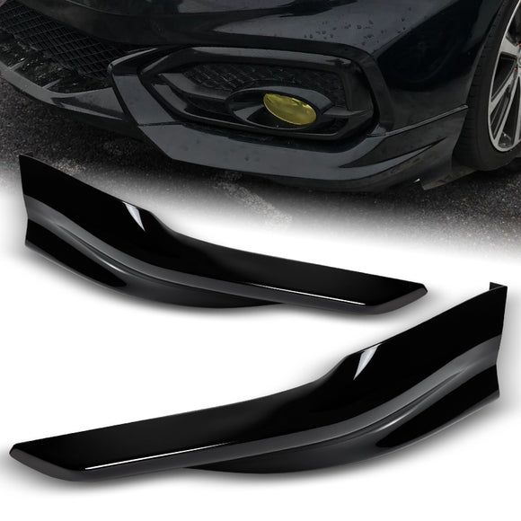 For 2014-2015 Honda Civic Coupe 2DR HFP-Style Painted Black Front Bumper Body Splitter Spoiler Lip 2PCS