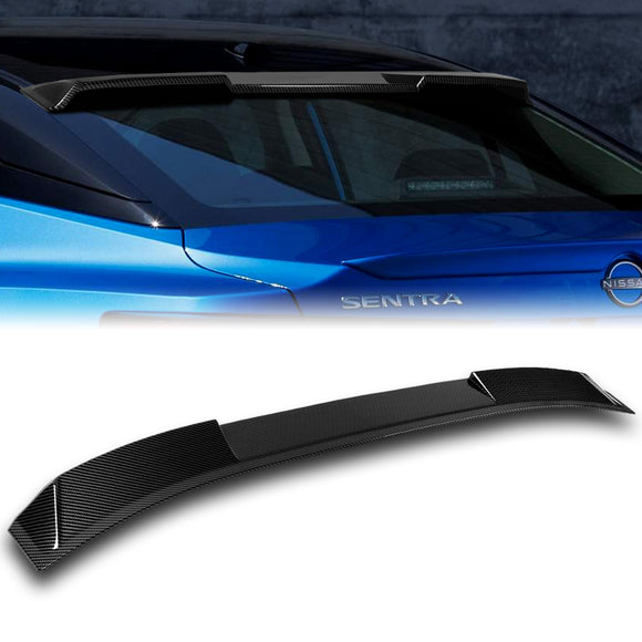 W-Power ABS VIP-Style Rear Widow Roof Visor Wing Spoiler For 2020- 2024 Nissan Sentra Sedan -Carbon Fiber Look