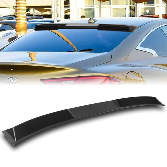 W-Power ABS VIP-Style Rear Widow Roof Visor Wing Spoiler For 2017- 2022 Infiniti Q60 Coupe -Unpainted Matte Black