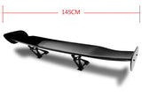 Type-2 GT-Style Adjustable Bracket Rear Trunk Lip Universal Spoiler Wing 57" -ABS Painted Black