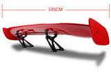 Type-2 GT-Style Adjustable Bracket Rear Trunk Lip Universal Spoiler Wing 57" -ABS Painted Red