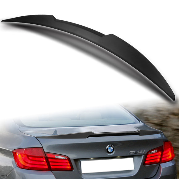 W-Power ABS V-Style Rear Trunk Lip Spoiler Wing For 2011-2016 BMW 5-Series/M5 F10 F18  -Unpainted Matte Black