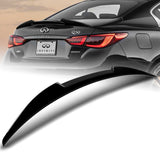 W-Power ABS V-Style Rear Trunk Lip Spoiler Wing For 2014-2022 Infiniti Q50 Sedan -Pearl Black