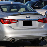 W-Power ABS V-Style Rear Trunk Lip Spoiler Wing For 2014-2022 Infiniti Q50 Sedan -Carbon Fiber Look