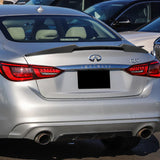 W-Power ABS V-Style Rear Trunk Lip Spoiler Wing For 2014-2022 Infiniti Q50 Sedan -Unpainted Matte Black