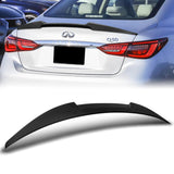 W-Power ABS V-Style Rear Trunk Lip Spoiler Wing For 2014-2022 Infiniti Q50 Sedan -Unpainted Matte Black