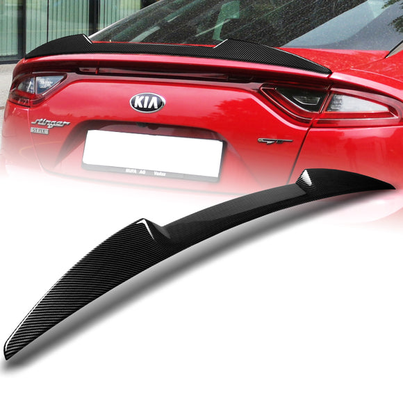 W-Power ABS V-Style Duckbill Rear Trunk Lip Spoiler Wing For 2018-2023 Kia Stinger -Carbon Fiber Look