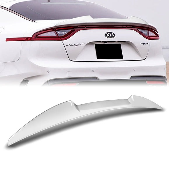 W-Power ABS V-Style Duckbill Rear Trunk Lip Spoiler Wing For 2018-2023 Kia Stinger -Pearl White