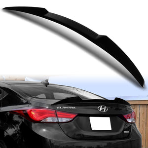 W-Power ABS V-Style Rear Trunk Lip Spoiler Wing For 2011-2016 Hyundai Elantra Sedan 4DR -Pearl Black