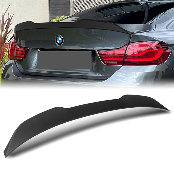 W-Power ABS V-Style Rear Trunk Lip Spoiler Wing For 2014-2020 BMW 4-Series F32 Coupe -Unpainted Matte Black