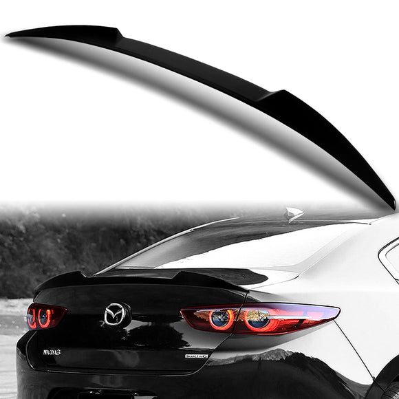 W-Power ABS V-Style Rear Trunk Lip Spoiler Wing For 2019-2023 Mazda 3 Sedan 4DR -Pearl Black