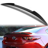 W-Power ABS V-Style Rear Trunk Lip Spoiler Wing For 2019-2023 Mazda 3 Sedan 4DR -Carbon Fiber Look