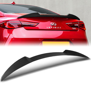 W-Power ABS V-Style Rear Trunk Lip Spoiler Wing For 2017-2022 Infiniti Q60 Coupe -Carbon Fiber Look