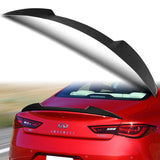 W-Power ABS V-Style Rear Trunk Lip Spoiler Wing For 2017-2022 Infiniti Q60 Coupe -Carbon Fiber Look