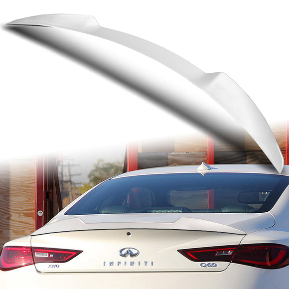 W-Power ABS V-Style Rear Trunk Lip Spoiler Wing For 2017-2022 Infiniti Q60 Coupe -Pearl White