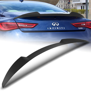 W-Power ABS V-Style Rear Trunk Lip Spoiler Wing For 2017-2022 Infiniti Q60 Coupe -Unpainted Matte Black