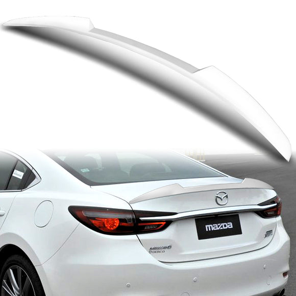 W-Power ABS V-Style Rear Trunk Lip Spoiler Wing For 2018-2021 Mazda 6 Mazda6 -Pearl White