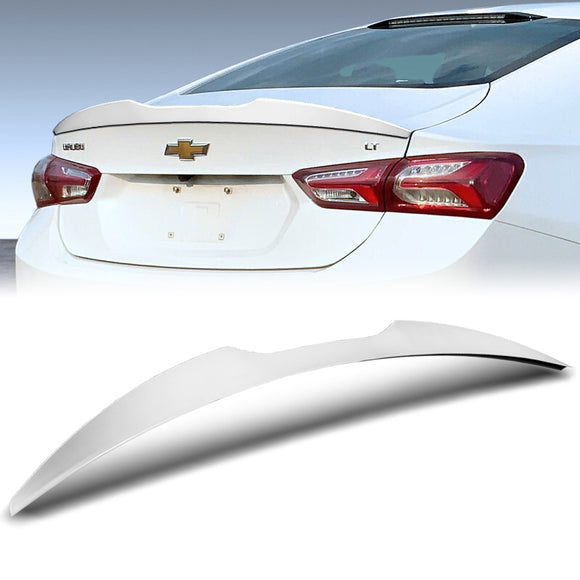 W-Power ABS V-Style Rear Trunk Lip Spoiler Wing For 2016-2024 Chevrolet Malibu -Pearl White