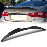 W-Power ABS V-Style Rear Trunk Lip Spoiler Wing For 2016-2024 Chevrolet Malibu -Unpainted Matte Black