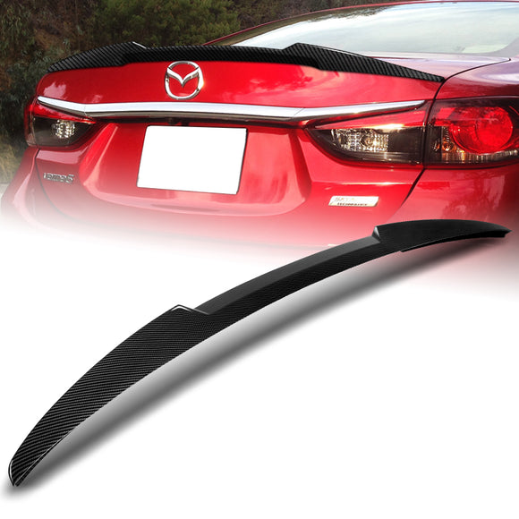 W-Power ABS V-Style Rear Trunk Lip Spoiler Wing For 2014-2017 Mazda 6 Mazda6 -Carbon Fiber Look