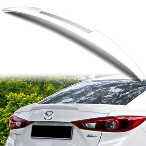 W-Power ABS V-Style Rear Trunk Lip Spoiler Wing For 2014-2018 Mazda 3 Sedan 4DR -Pearl White