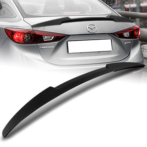 W-Power ABS V-Style Rear Trunk Lip Spoiler Wing For 2014-2018 Mazda 3 Sedan 4DR -Unpainted Matte Black