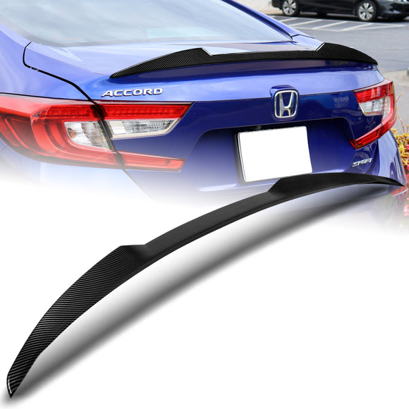 W-Power ABS V-Style Rear Trunk Lip Spoiler Wing For 2018-2022 Honda Accord Sedan 4DR -Carbon Fiber Look