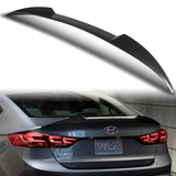 W-Power ABS V-Style Rear Trunk Lip Spoiler Wing For 2017-2018 Hyundai Elantra -Carbon Fiber Look