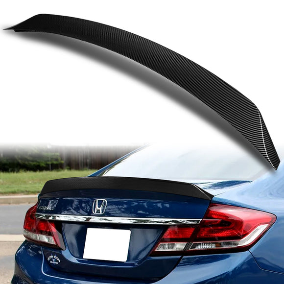 W-Power ABS AR-Style Rear Trunk Lip Duckbill Spoiler Wing For 2012-2015 Honda Civic Sedan 4DR -Carbon Fiber Look