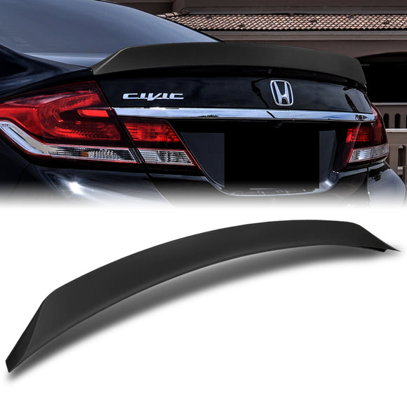 W-Power ABS AR-Style Rear Trunk Lip Duckbill Spoiler Wing For 2012-2015 Honda Civic Sedan 4DR -Unpainted Matte Black