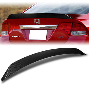 W-Power ABS AR-Style Rear Trunk Lip Duckbill Spoiler Wing For 2006-2011 Honda Civic Sedan 4DR -Carbon Fiber Look