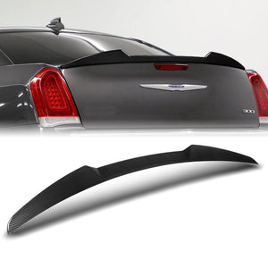 W-Power ABS V-Style Rear Trunk Lip Spoiler Wing For 2011-2023 Chrysler 300 / 300C / 300S -Carbon Fiber Look