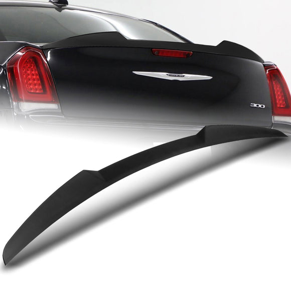 W-Power ABS V-Style Rear Trunk Lip Spoiler Wing For 2011-2023 Chrysler 300 / 300C / 300S -Unpainted Matte Black