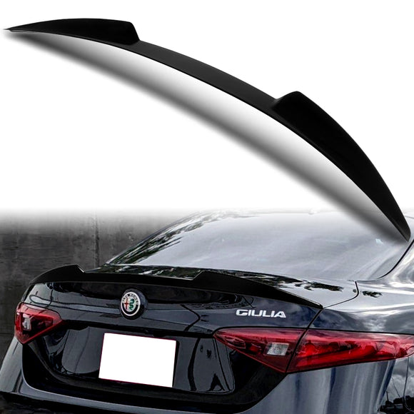 W-Power ABS V-Style Rear Trunk Lip Duckbill Spoiler Wing For 2017-2023 Alfa Romeo Giulia -Pearl Black