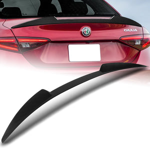 W-Power ABS V-Style Rear Trunk Lip Duckbill Spoiler Wing For 2017-2023 Alfa Romeo Giulia -Carbon Fiber Look