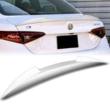 W-Power ABS V-Style Rear Trunk Lip Duckbill Spoiler Wing For 2017-2023 Alfa Romeo Giulia -Pearl White