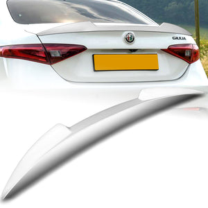 W-Power ABS V-Style Rear Trunk Lip Duckbill Spoiler Wing For 2017-2023 Alfa Romeo Giulia -Pearl White