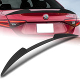 W-Power ABS V-Style Rear Trunk Lip Duckbill Spoiler Wing For 2017-2023 Alfa Romeo Giulia -Unpainted Matte Black