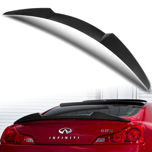 W-Power ABS V-Style Rear Trunk Lip Spoiler Wing For 2008-2013 Infiniti G37 Coupe 2-Door -Carbon Fiber Look