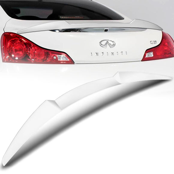 W-Power ABS V-Style Rear Trunk Lip Spoiler Wing For 2008-2013 Infiniti G37 Coupe 2-Door -Pearl White