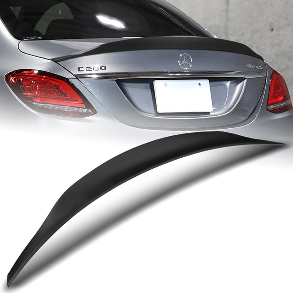 W-Power ABS B-Style Rear Trunk Lip Duckbill Spoiler Wing For 2015-2021 Mercedes-Benz C-Class W205 Sedan -Unpainted Matte Black