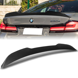 W-Power ABS PSM-Style Rear Trunk Lip Duckbill Spoiler Wing For 2017-2023 BMW 5-Series G30 / G38 -Carbon Fiber Look