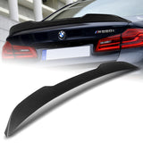 W-Power ABS PSM-Style Rear Trunk Lip Duckbill Spoiler Wing For 2017-2023 BMW 5-Series G30 / G38 -Carbon Fiber Look