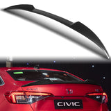 W-Power ABS V-Style Rear Trunk Lip Spoiler Wing For 2022-2024 Honda Civic Sedan -Carbon Fiber Look