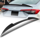 W-Power ABS V-Style Rear Trunk Lip Spoiler Wing For 2022-2024 Honda Civic Sedan -Carbon Fiber Look